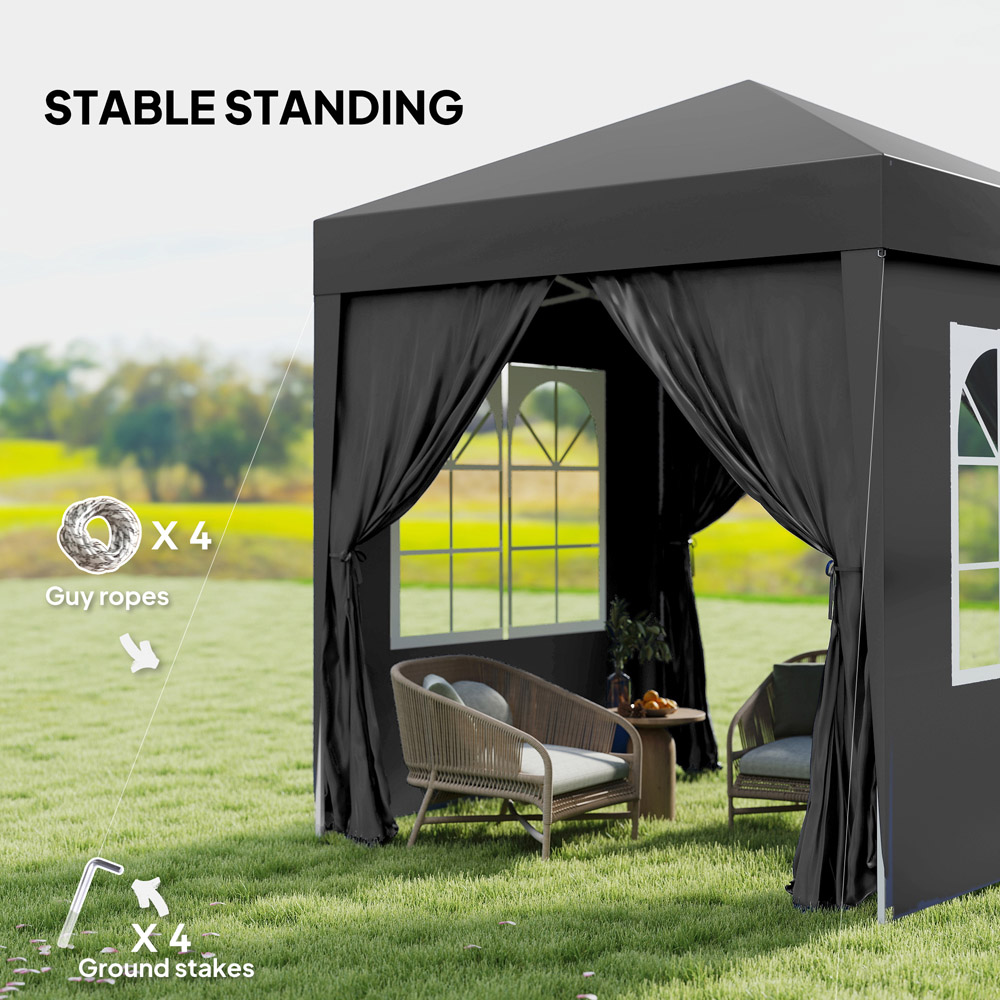 Outsunny 2 x 2m Black Marquee Pop Up Gazebo Party Tent Image 5