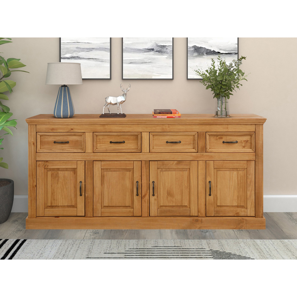 Loft24 Selma 4 Door 4 Drawer Solid Pine Wood Sideboard Image 5