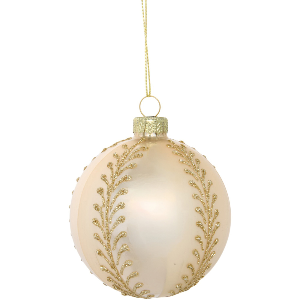 Shiny Champagne Gold Leaf Bauble Image 5