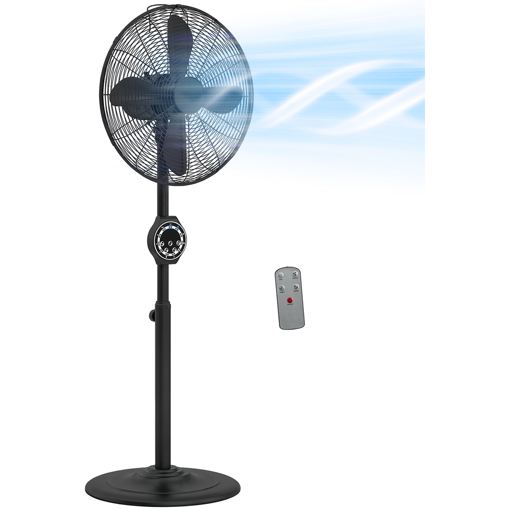 HOMCOM Black Oscillating Height Adjustable Pedestal Fan with Timer 53 ...