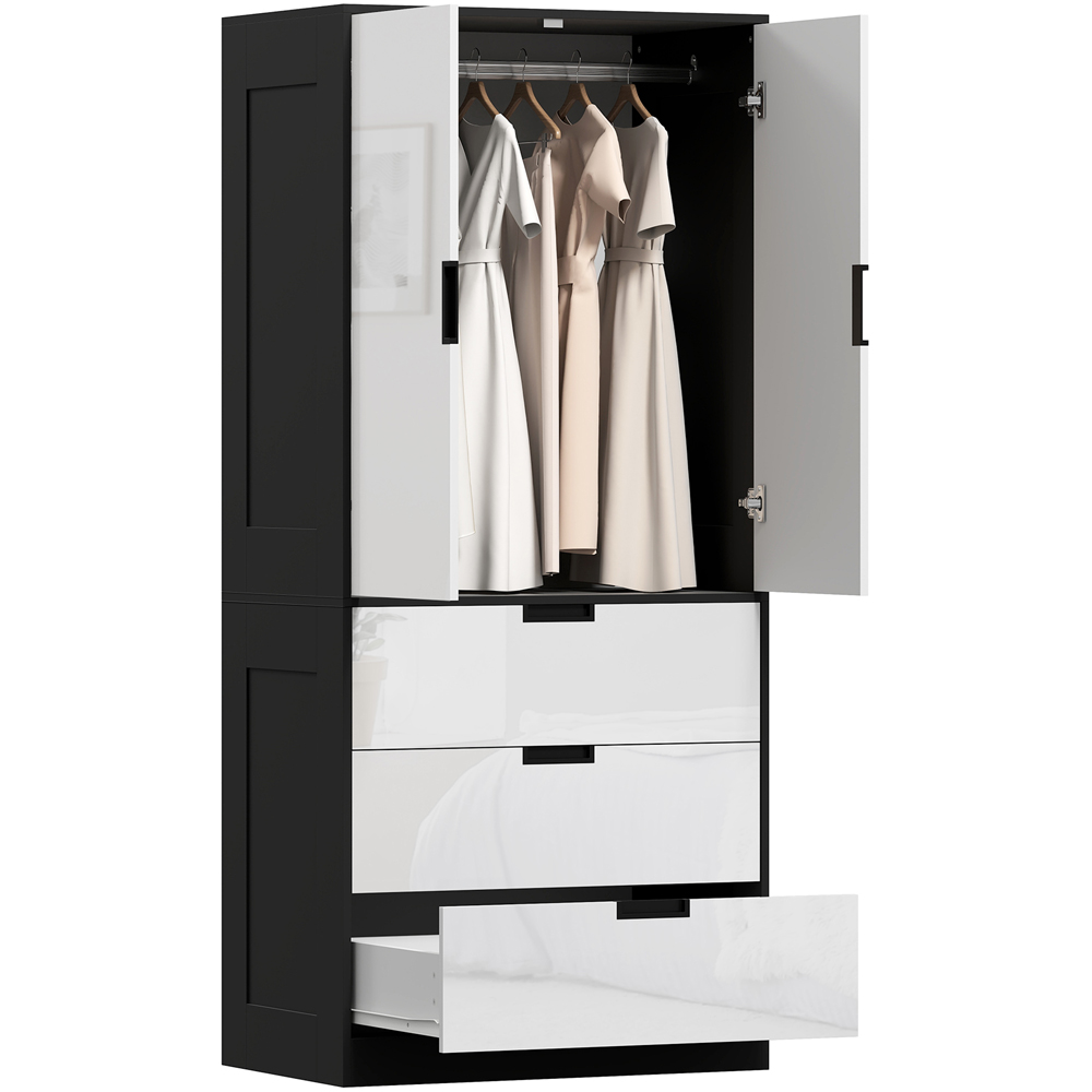HOMCOM 2 Door 2 Drawer White Modern Wardrobe Image 2