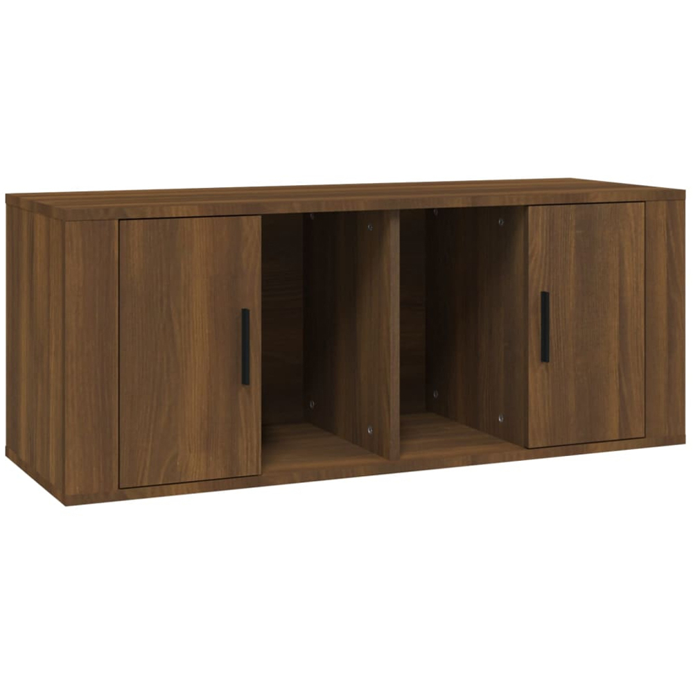 vidaXL 2 Door 2 Shelf Brown Oak TV Cabinet Image 2