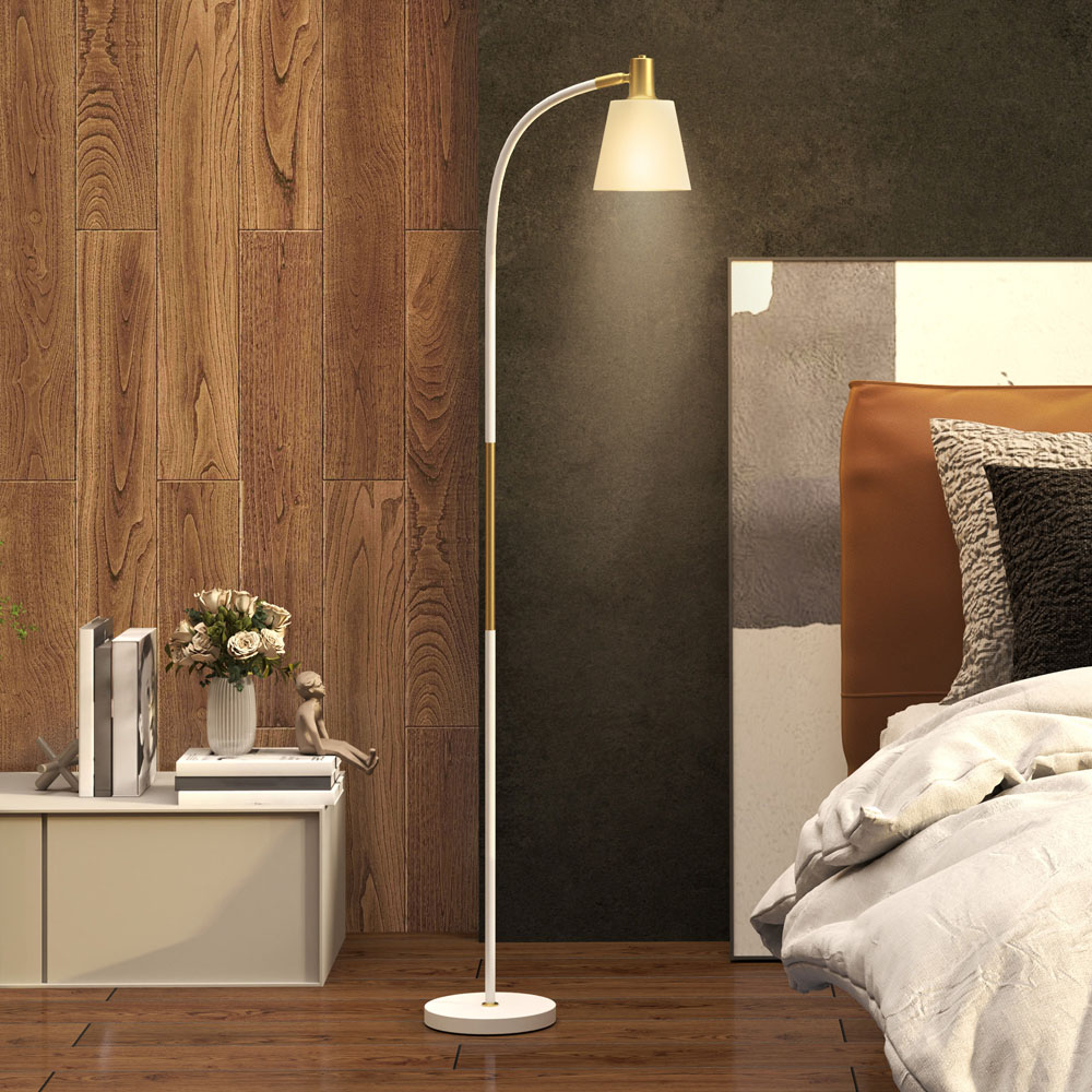 Portland White Adjustable Spotlight Reading Floor Lamp Image 2