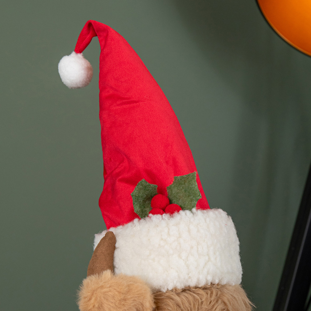 Samuel Alexander Plush Tall Sitting Christmas Highland Boy Cow with Santa Hat 36cm Image 5