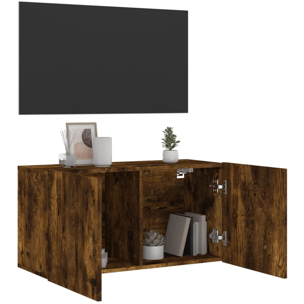 vidaXL 2 Door Smoked Oak Wall Mounted TV Cabinet Image 4