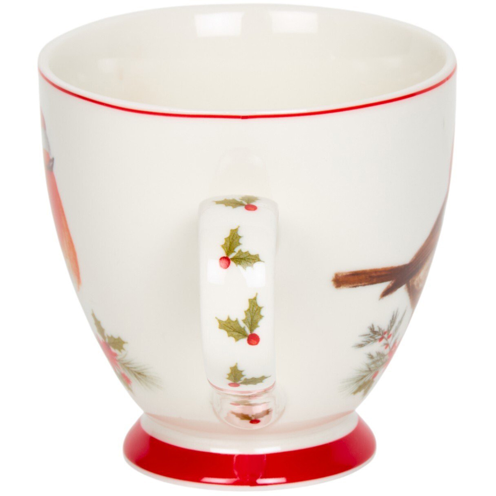 Christmas Robin Footed Mug White Image 3