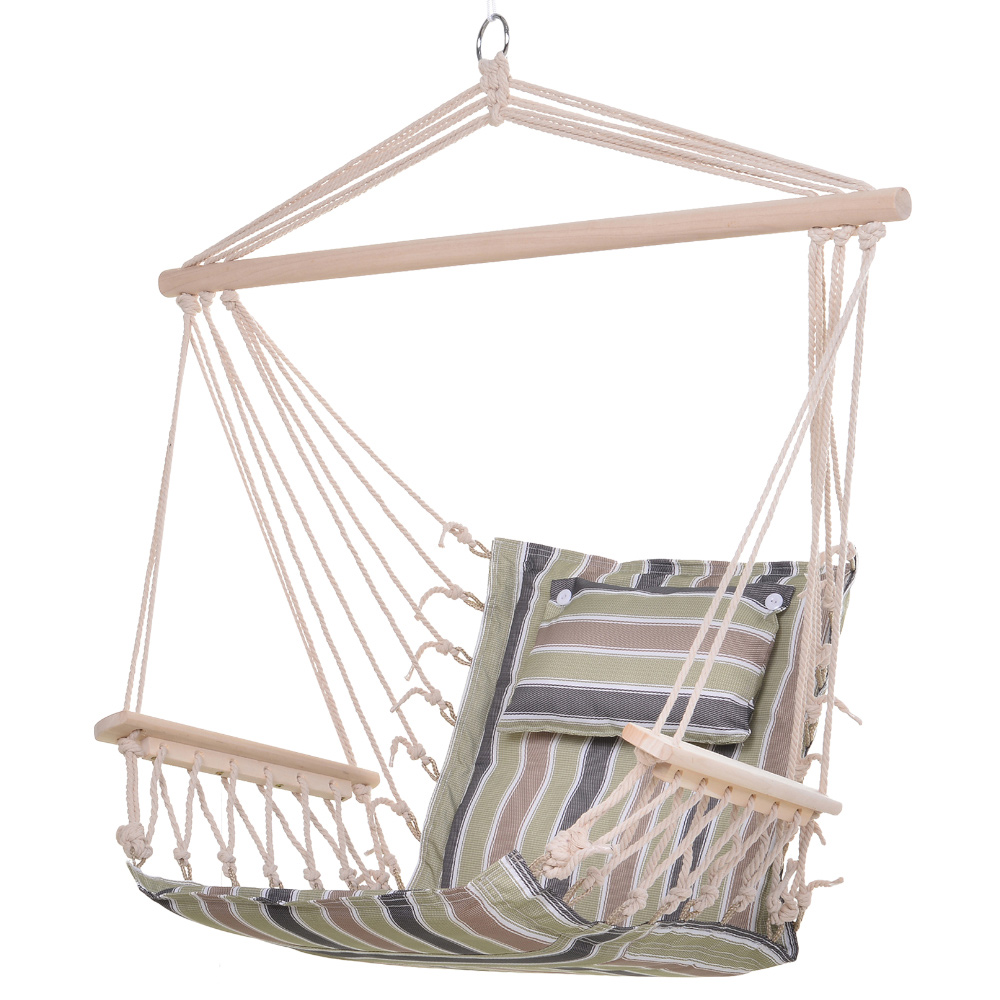 Outsunny Green Stripe Hanging Swing Chair Image 2