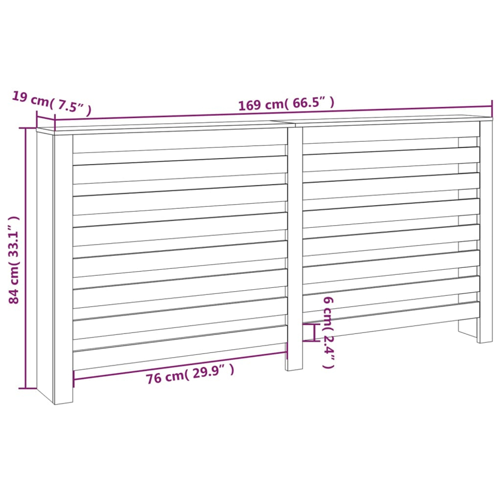 vidaXL Solid Pine Wood Radiator Cover 169 x 19 x 84cm Image 6