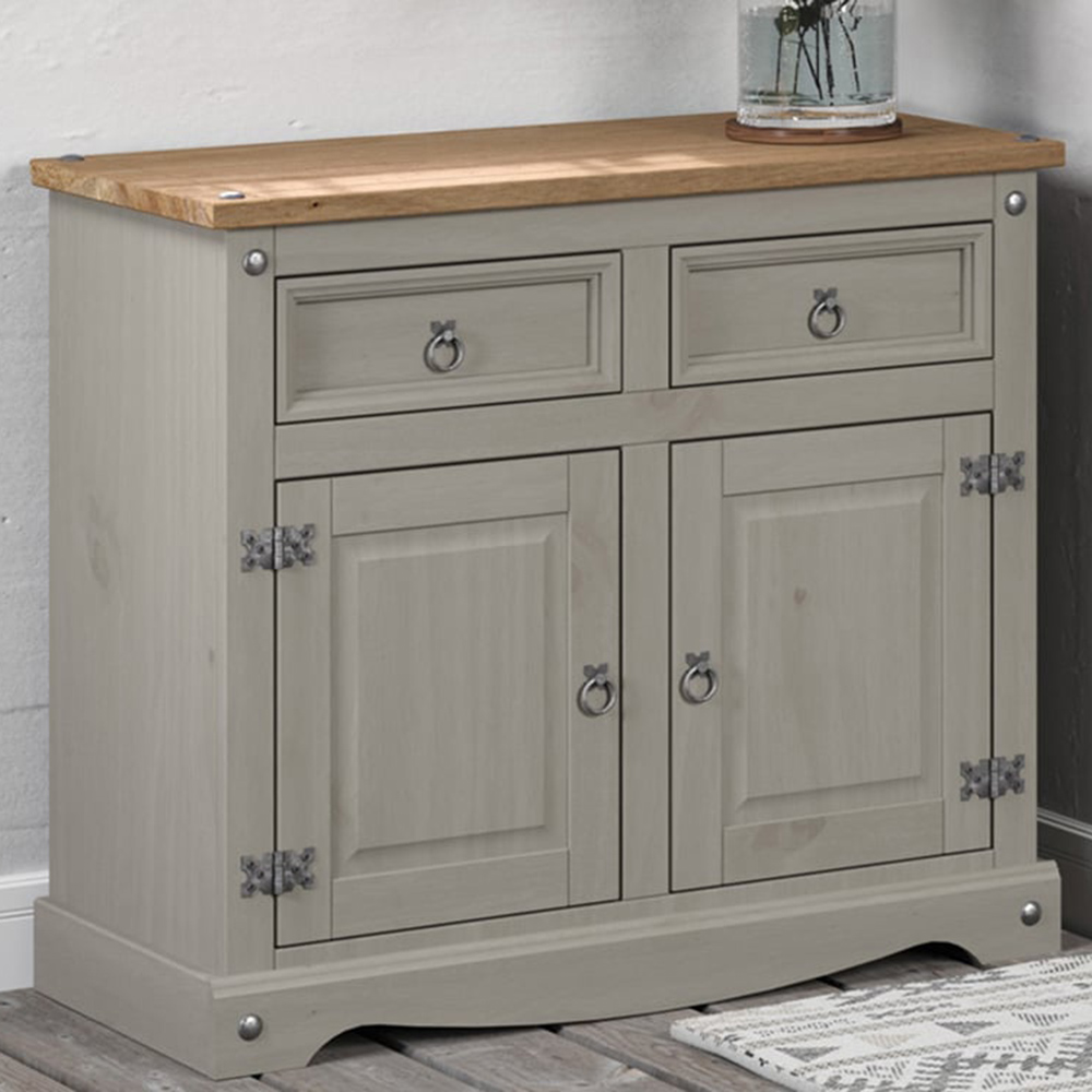 Core Products Corona 2 Door 2 Drawer Grey Small Sideboard Image 1