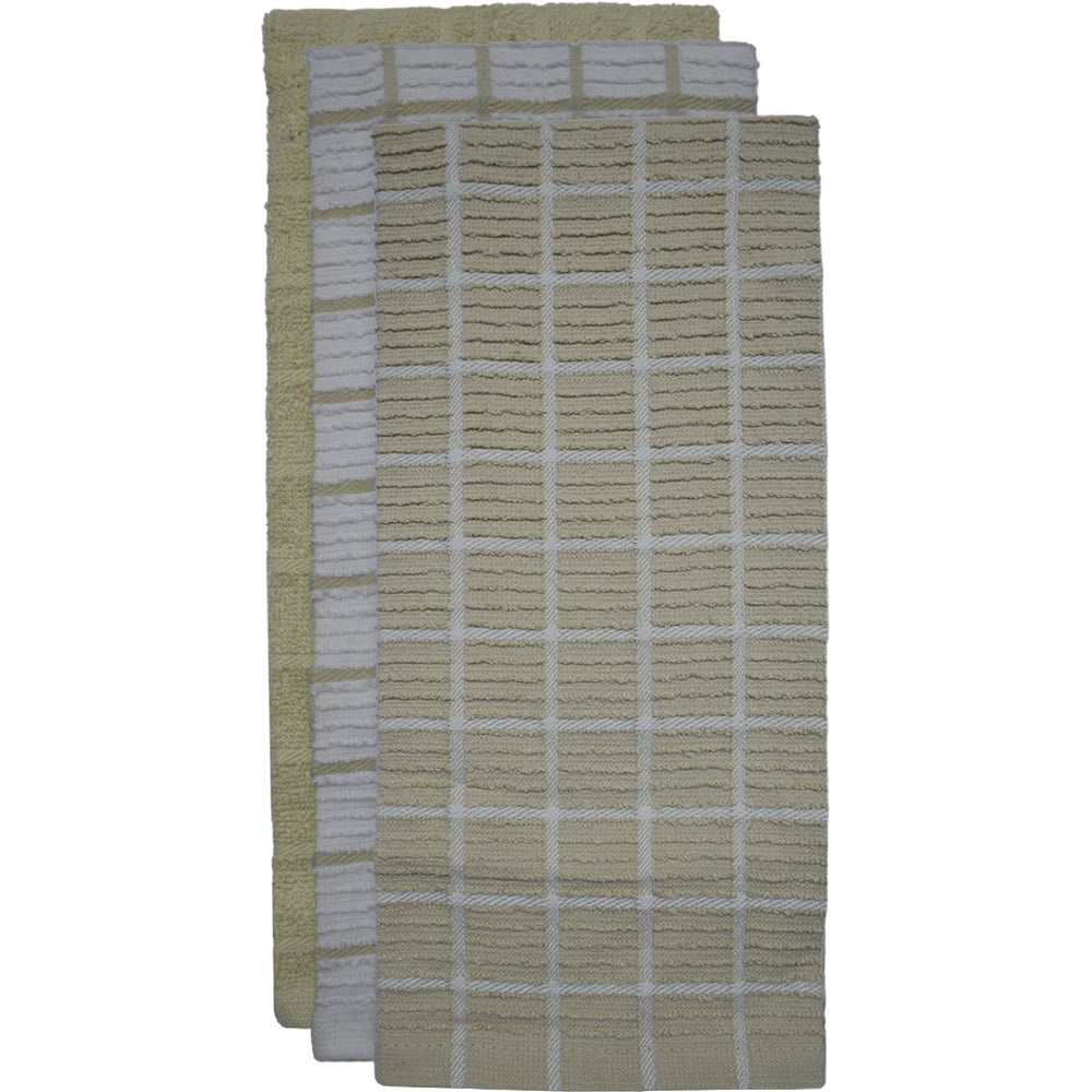 Kitchen Trends Taupe Ripple Check Tea Towel 3 Pack Image 1
