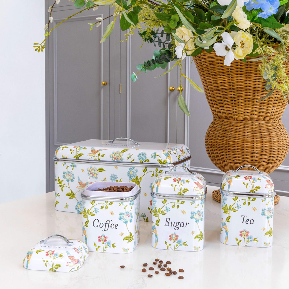 Laura Ashley White Floral 3 Piece Kitchen Canister Set Image 5