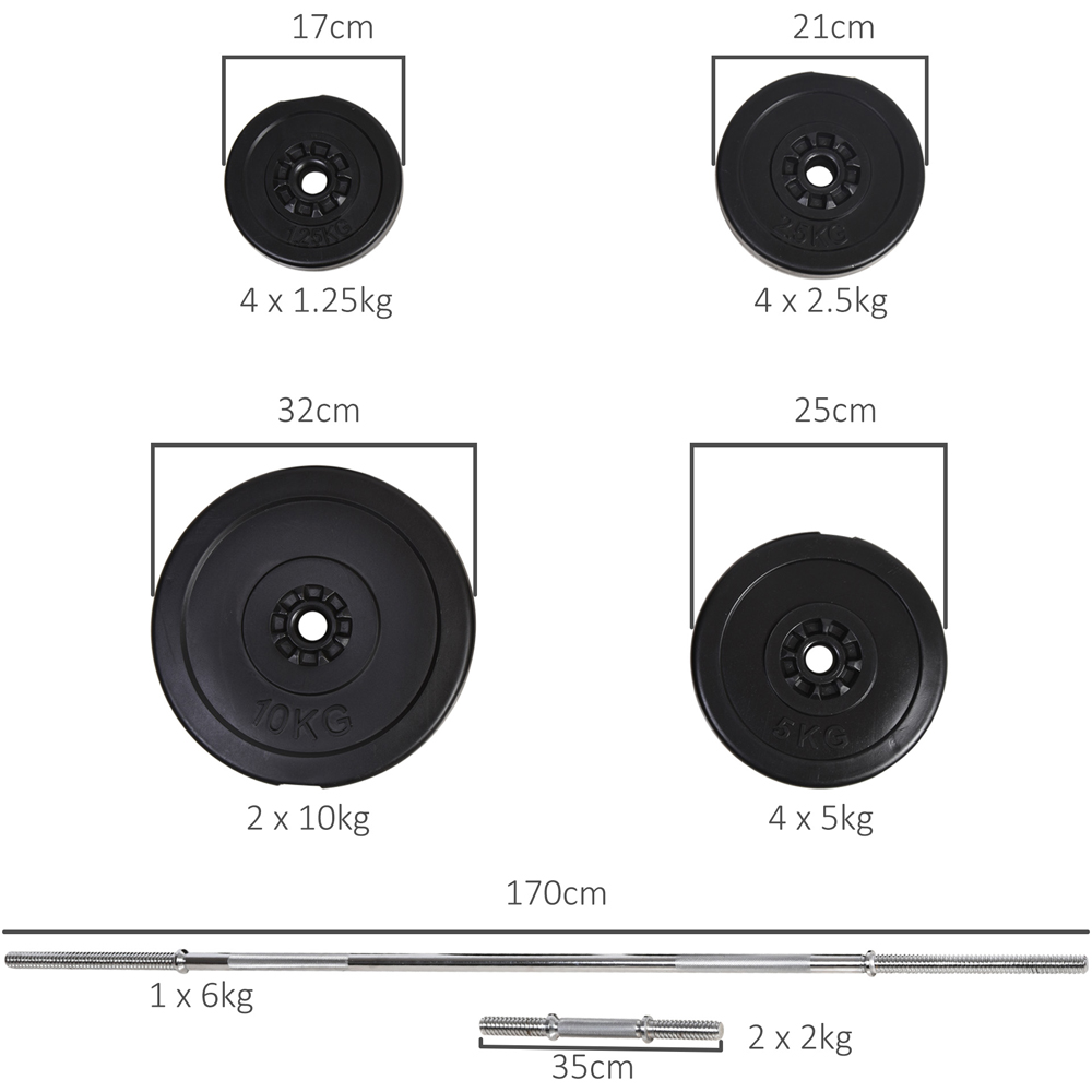 HOMCOM 2 in 1 Adjustable Barbell Weight Set 65kg Image 7