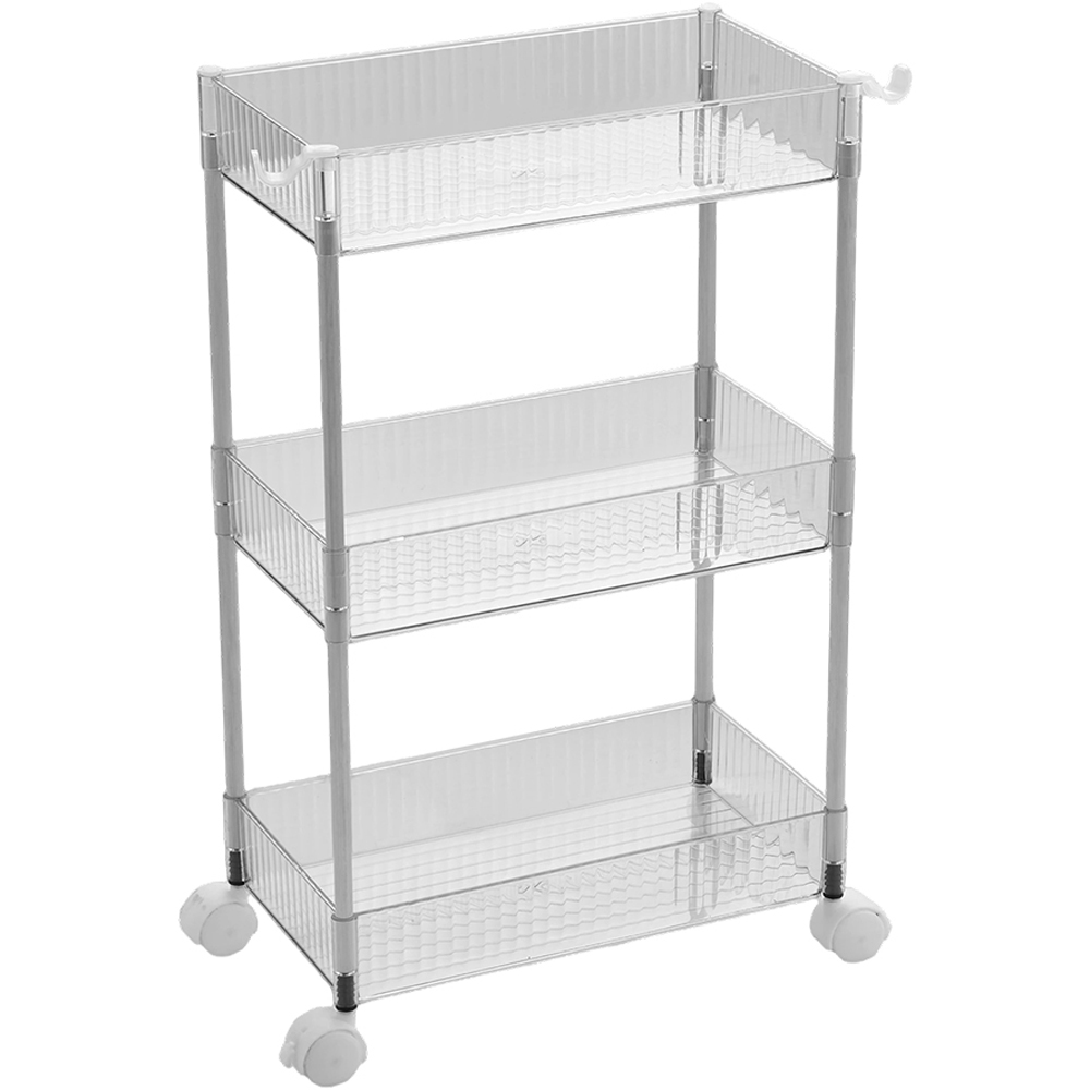 Living and Home 3-Tier Clear Storage Cart Image 3