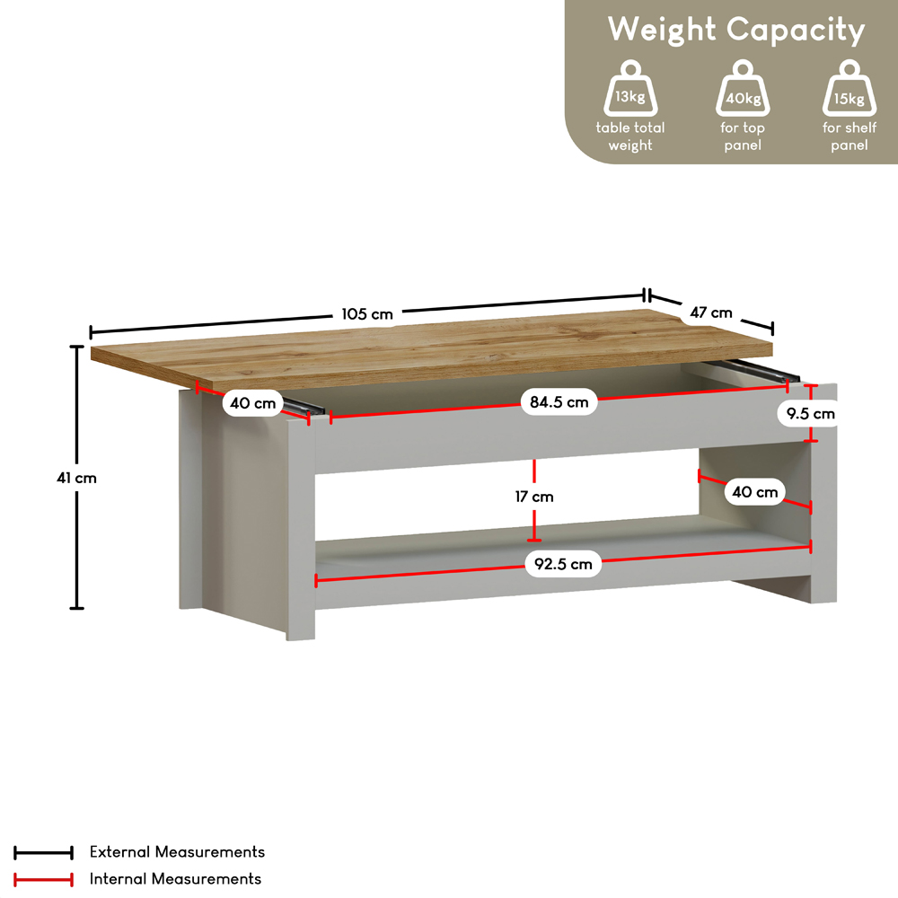 VIDA DESIGNS Arlington Grey Sliding Top Coffee Table Image 8