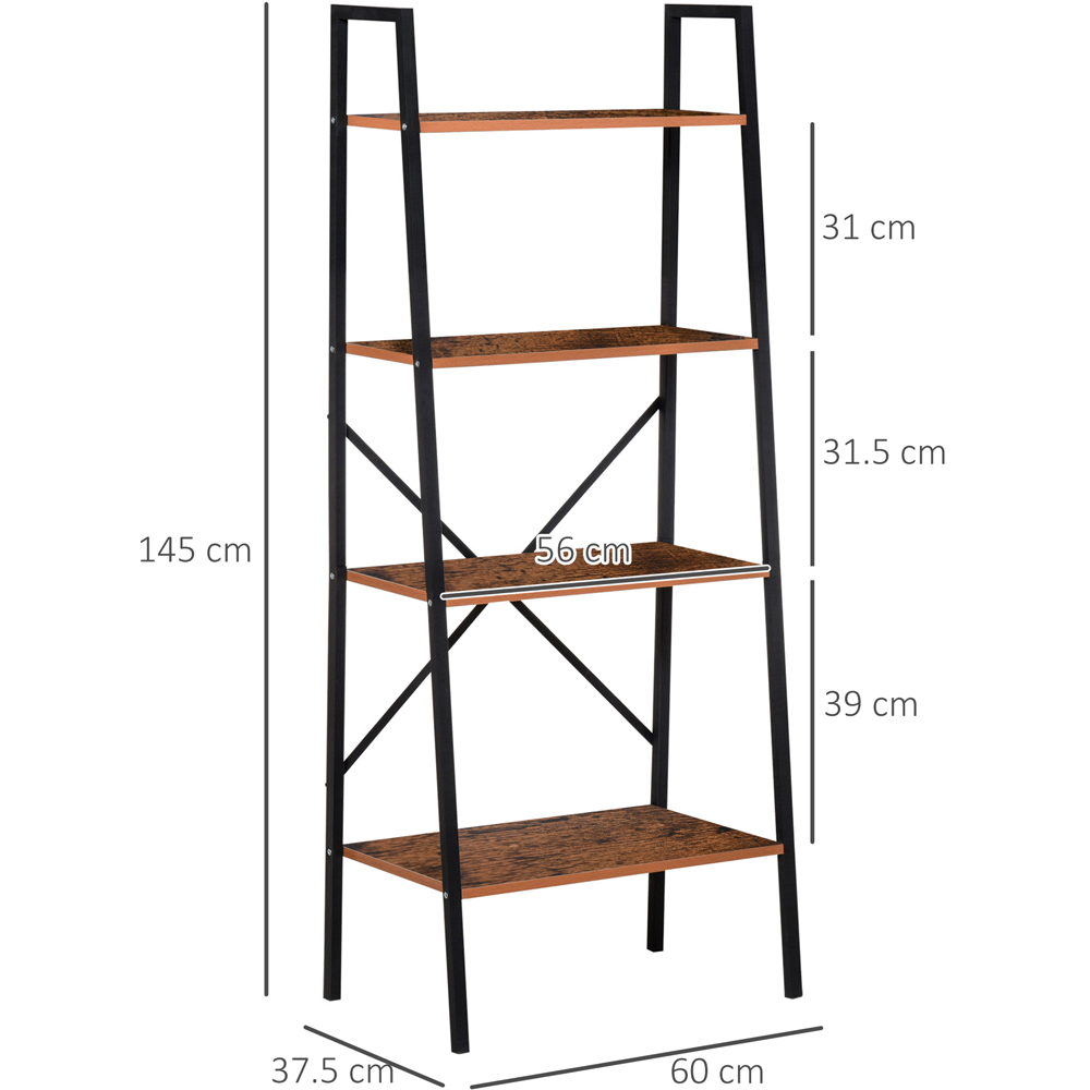 HOMCOM 4 Shelf Vintage Black brown Ladder Bookcase Image 8