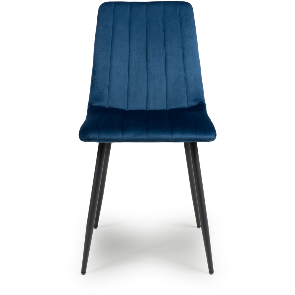Lisbon Set of 4 Blue Brushed Velvet Dining Chair Image 6