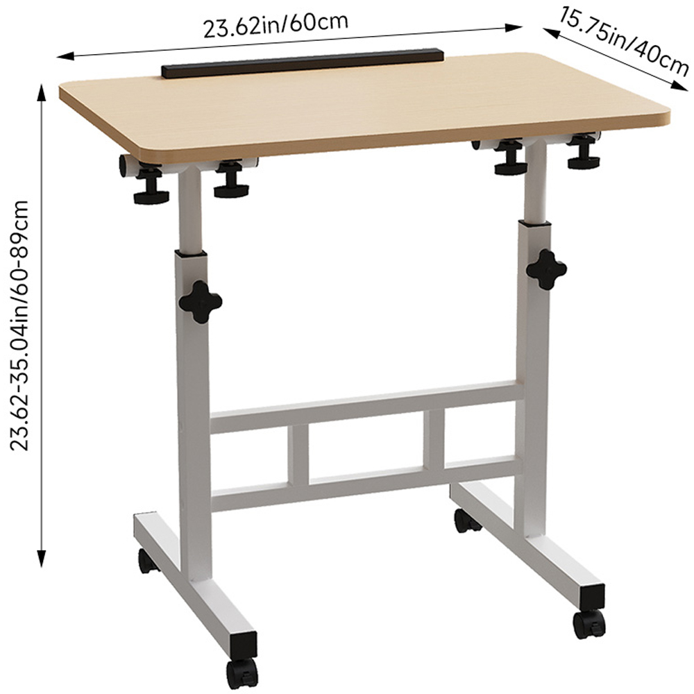 Living and Home Height Adjustable Mobile Laptop Desk White Maple Image 9