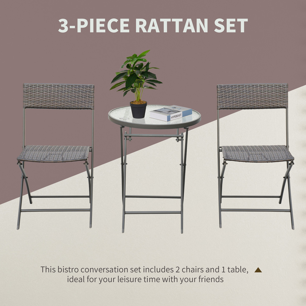 Outsunny 2 Seater Brown PE Rattan Bistro Set Image 5