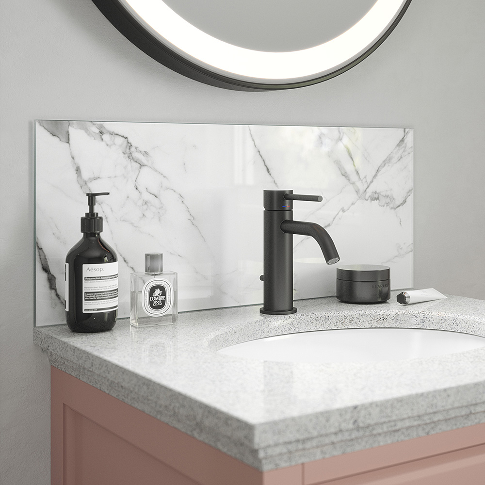 Carrara Marble Glass Bathroom Splashback 600 x 250 x 4mm Image 4