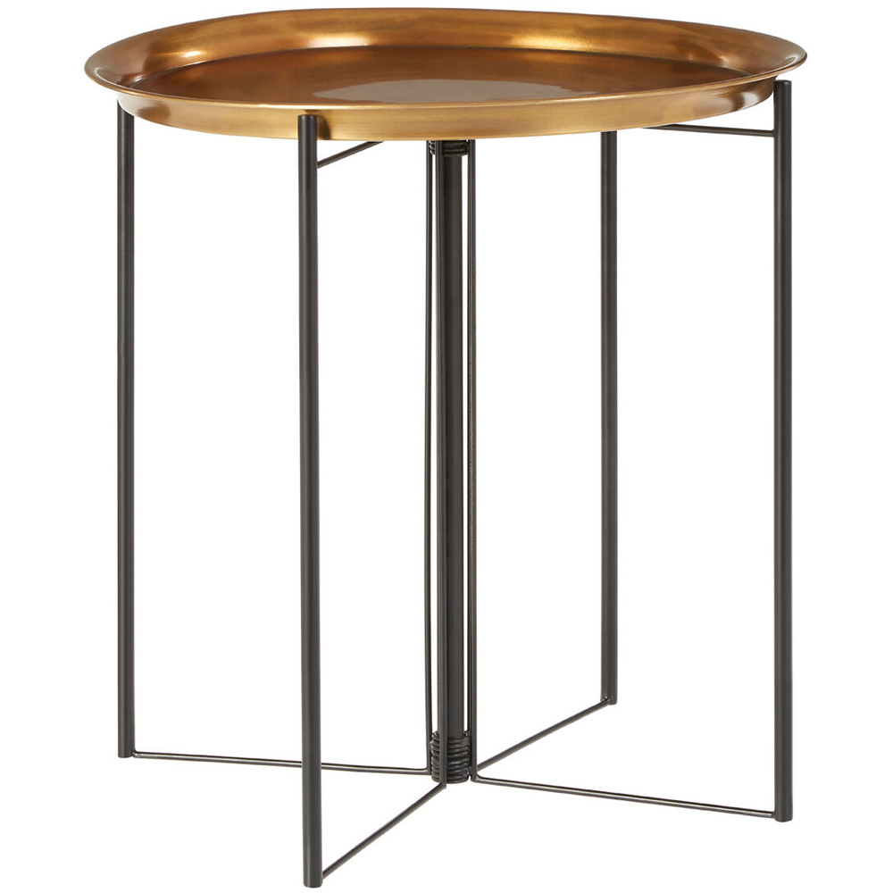 Premier Housewares Brass and Black Finish Round Top Side Table Image 2