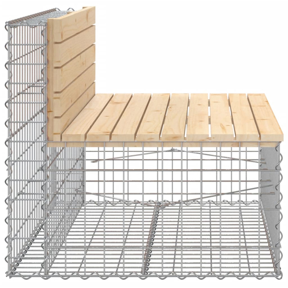 vidaXL Natural Solid Pine Wood Gabion Design Garden Bench 103 x 70 x 65cm Image 3