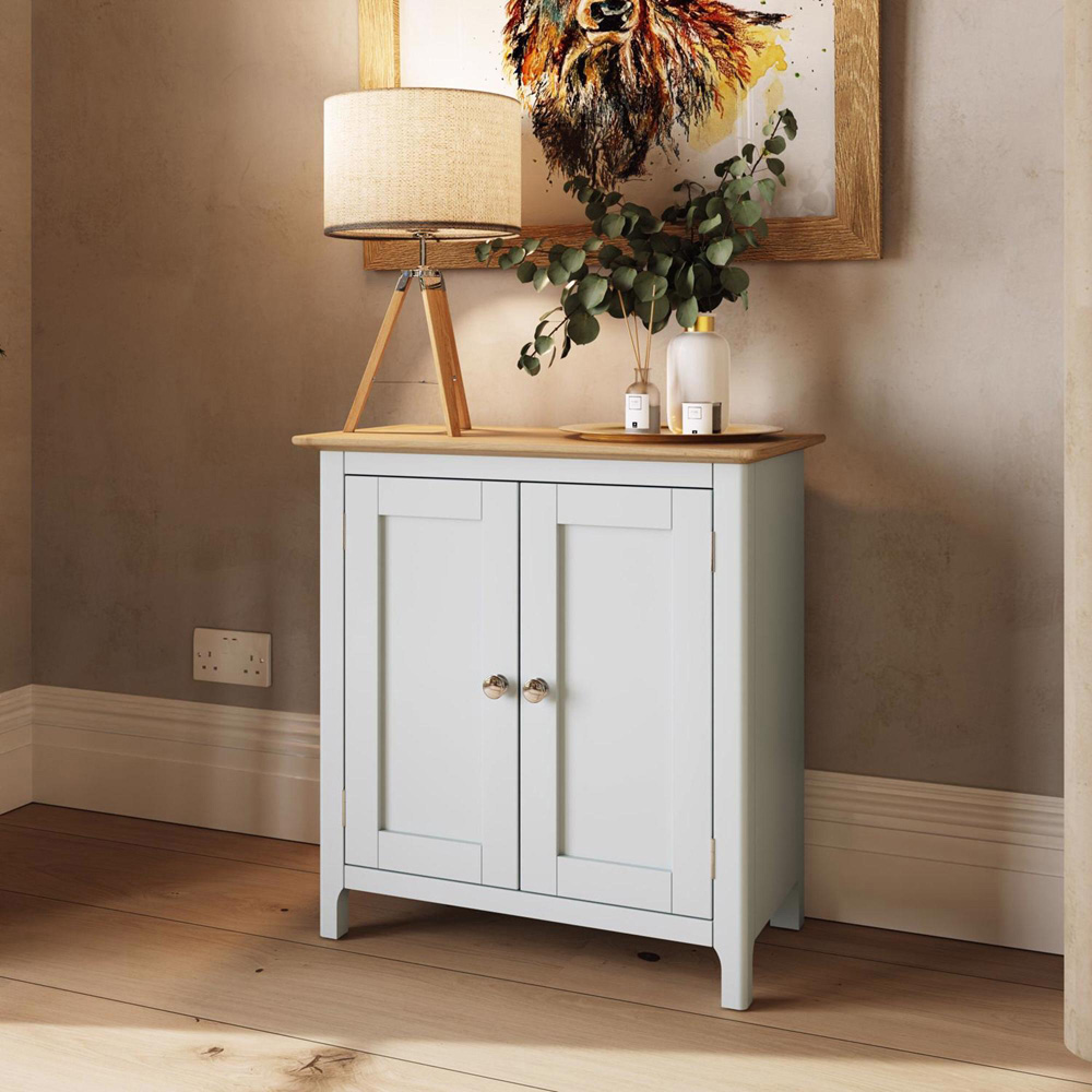 FWStyle Taberno 2 Door White Linen and Oak Compact Sideboard Image 8
