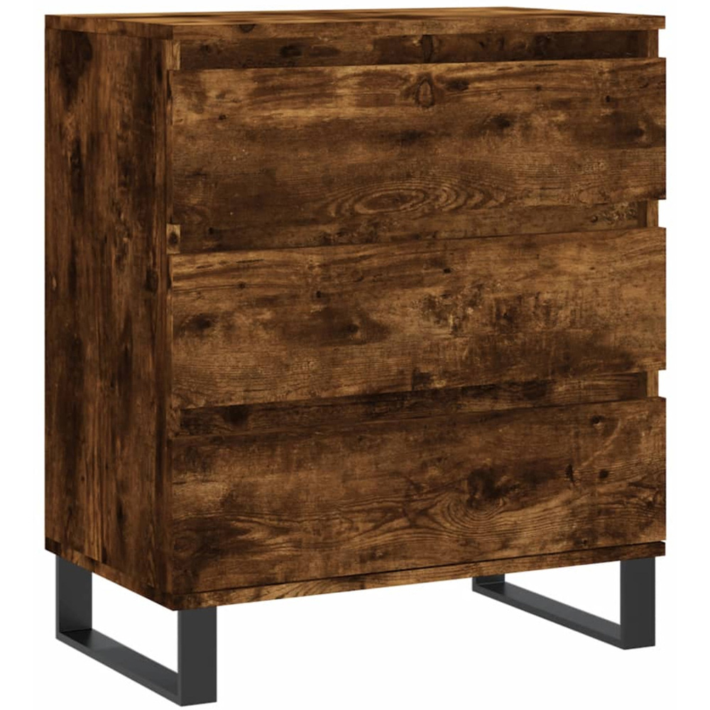 vidaXL 3 Drawer Smoked Oak Sideboard with Iron Feet Image 2
