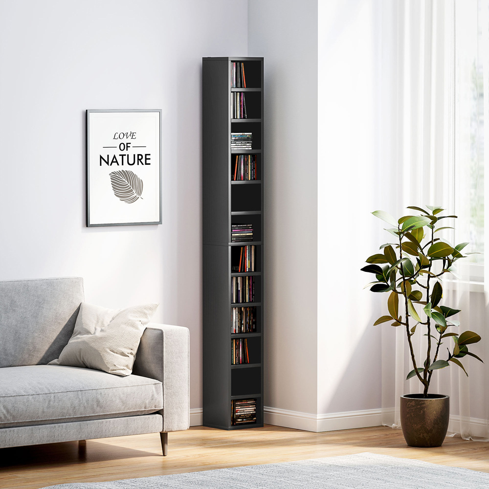HOMCOM 204 CD Black Tall Bookshelf with Cubes Image 8