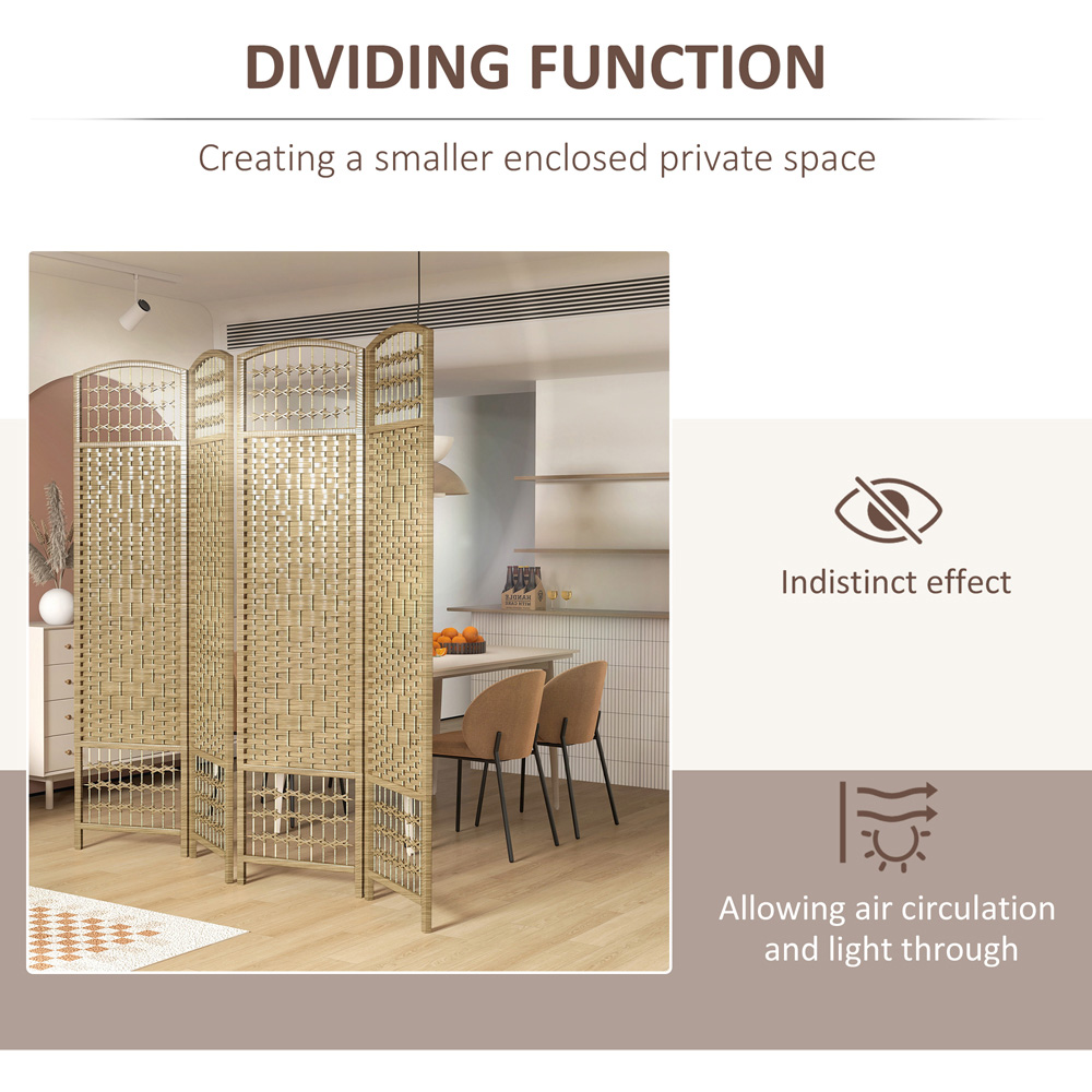 HOMCOM 4 Panel Natural Folding Freestanding Privacy Screen Image 6