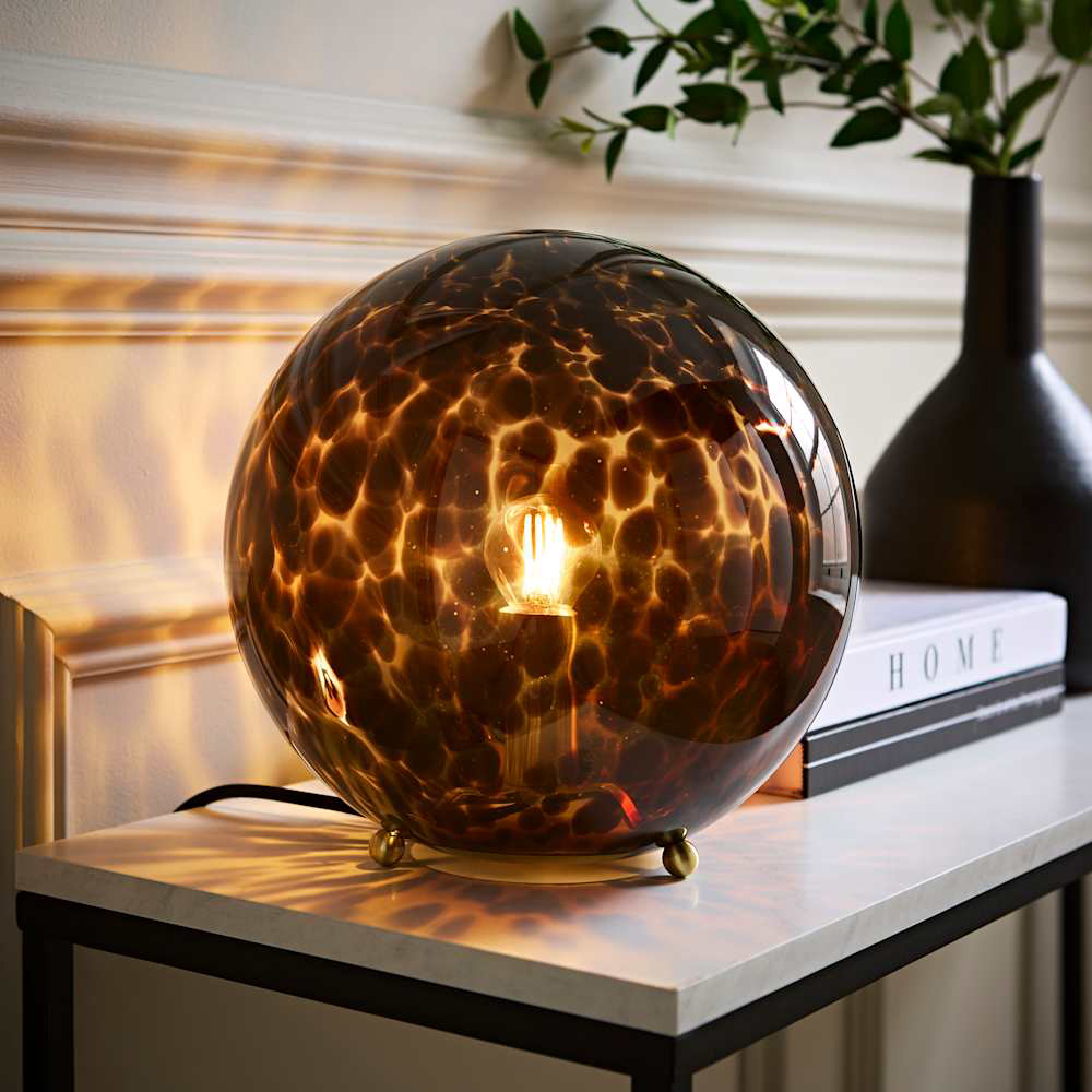 ValueLights Chiara Leopard Print Glass Globe Table Lamp with Bulb Image 6