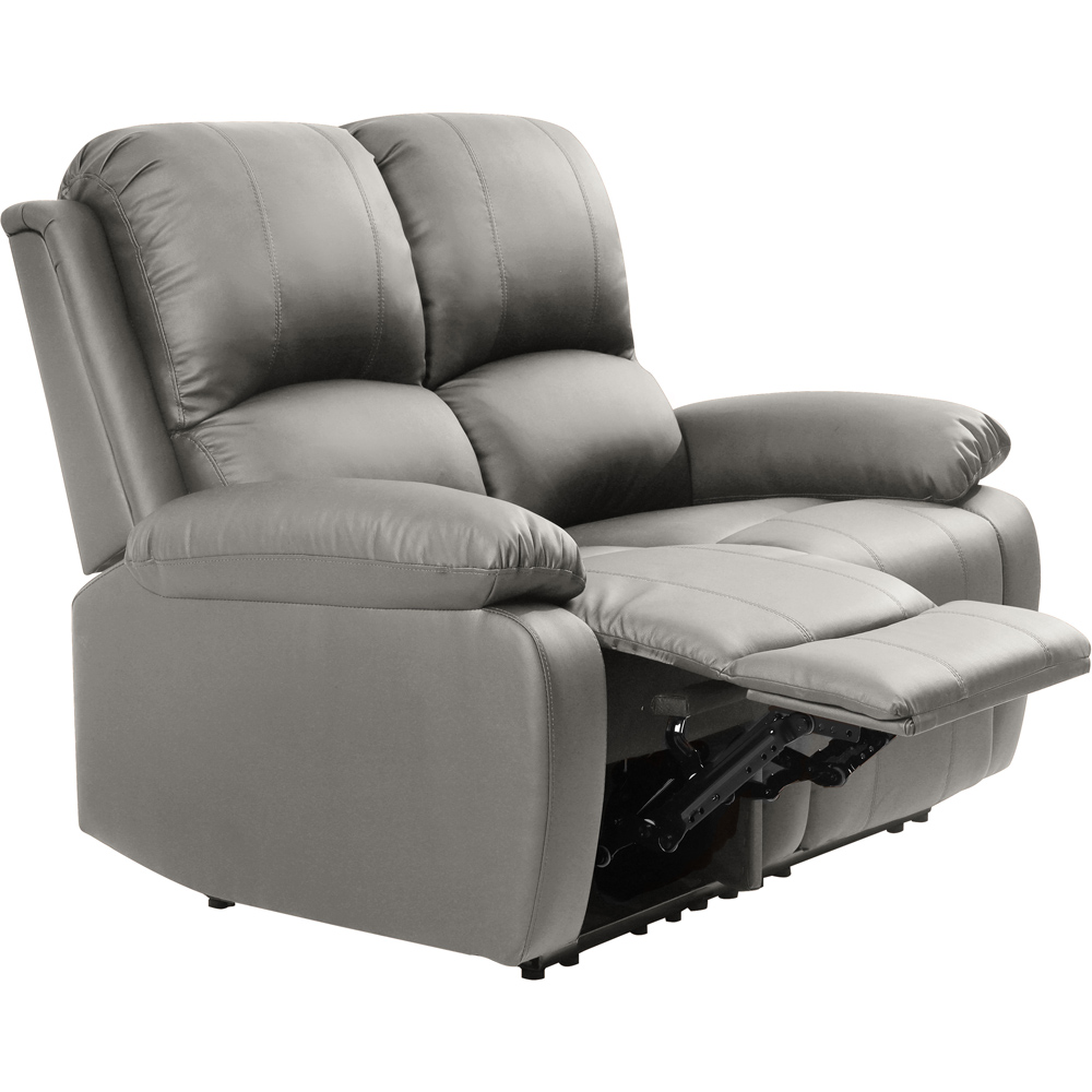 Brooklyn 2 Seater Light Grey Bonded Leather Manual Recliner Sofa Image 2