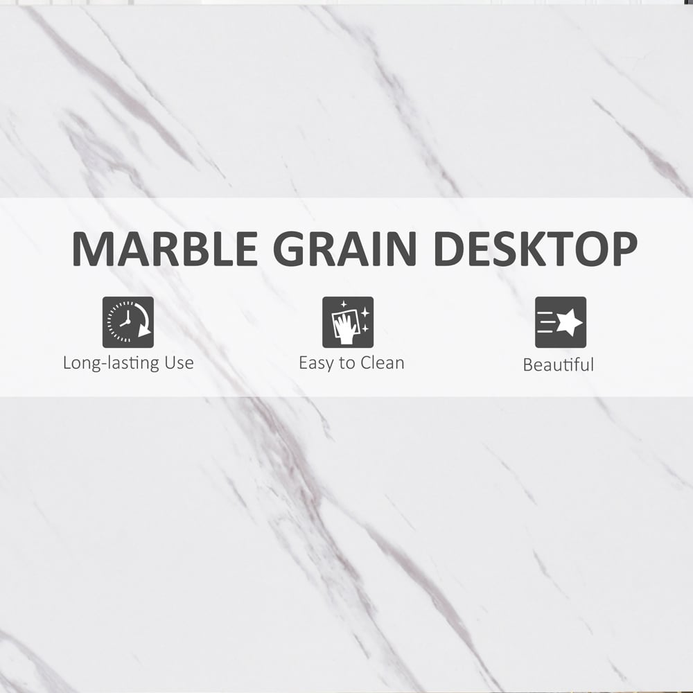Portland 2 Seater Marble Dining Effect Table White and Black Image 6