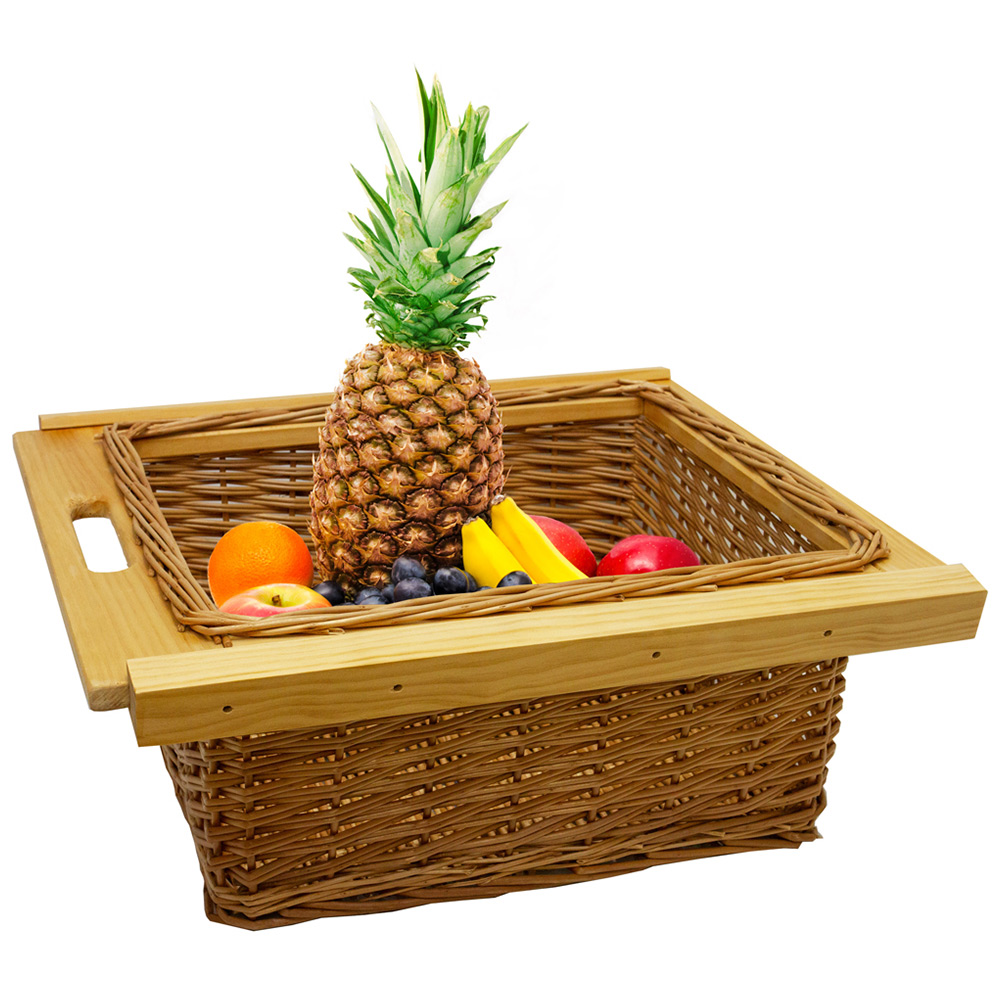 Kukoo Brown Beech and Rattan Wicker Kitchen Basket 2 Pack Image 4