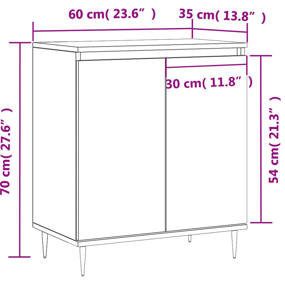 vidaXL 2 Door White Sideboard Image 6