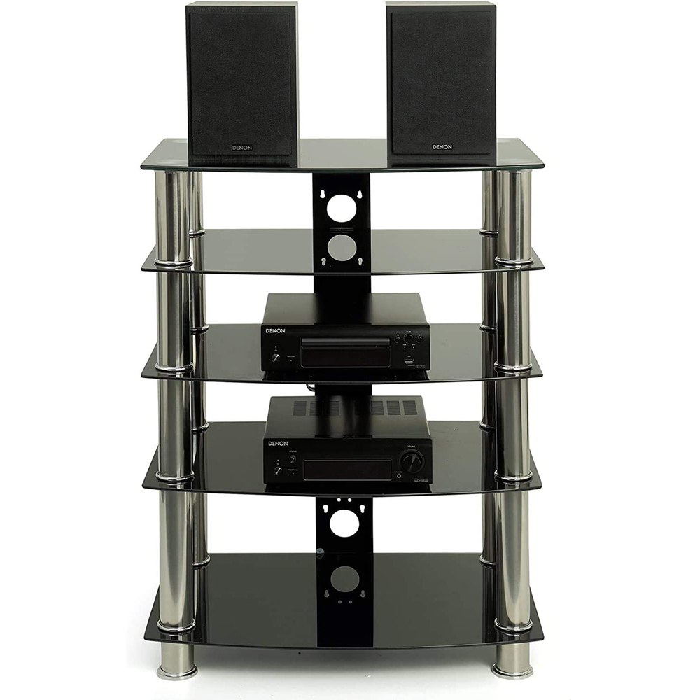 Centurion Supports Galago 5 Shelf Black and Silver Multimedia Unit Image 7