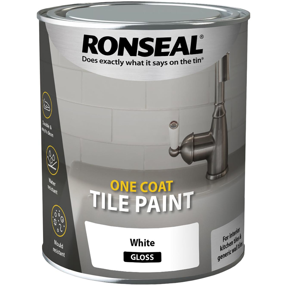 Ronseal One Coat White Gloss Tile Paint 750ml Image 2