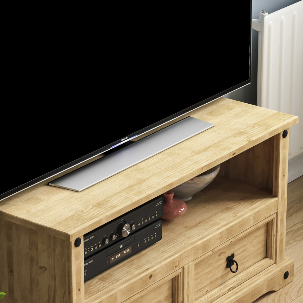 Vida Designs Corona 2 Drawer Single Shelf Pine TV Unit Image 4