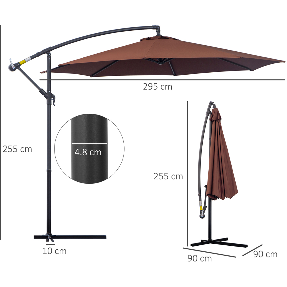 Outsunny Coffee Hanging Parasol 3m Image 8