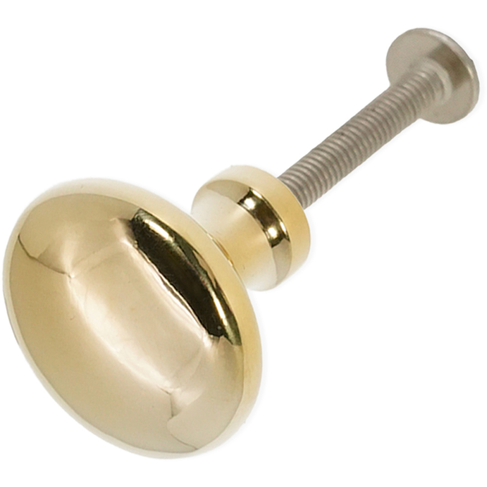 Spira Brass Mushroom Polished Brass Unlacquered Large 38mm Cupboard Knob Image 3