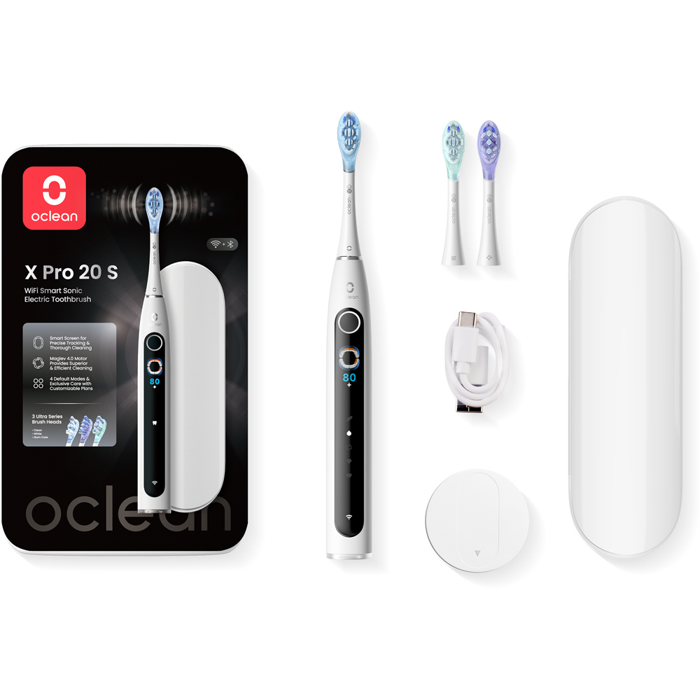 Oclean X Pro 20 S White Wi-Fi Smart Sonic Electronic Toothbrush Set Image 3