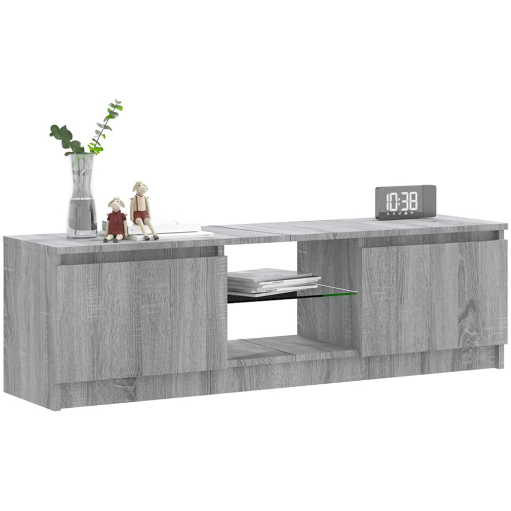 vidaXL 2 Door 2 Shelf Grey Sonoma TV Cabinet with LED Lights Image 4