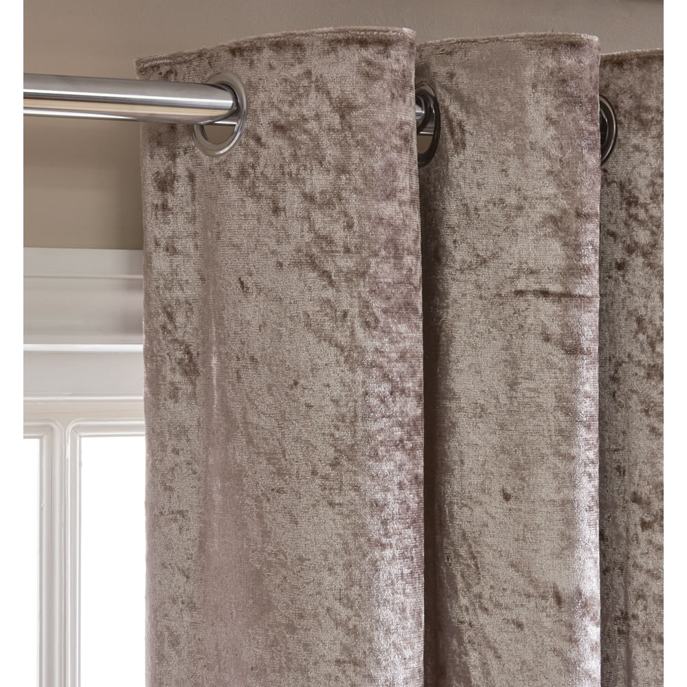 Wilko Natural Crushed Velvet Effect Lined Eyelet Curtains 228 W x 228cm D Image 2