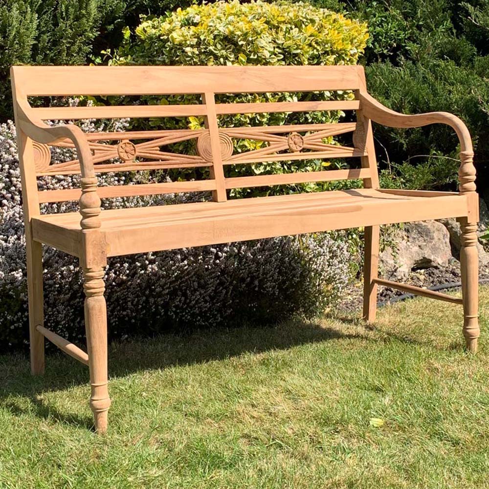 Acacia Home Batavia 2 Seater Natural Wood Garden Bench Image 1