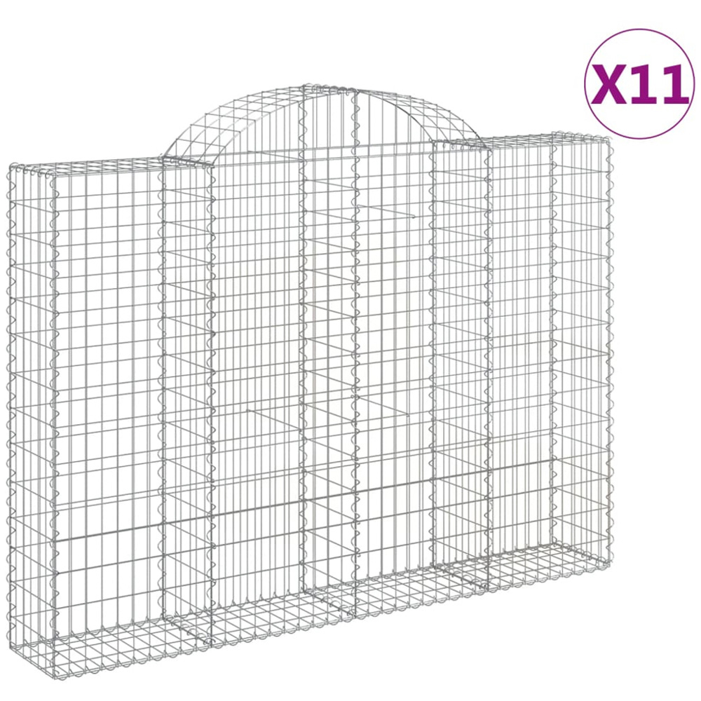 vidaXL Silver Galvanised Iron Arched Gabion Basket 200 x 30 x 140/160cm 11 Pack Image 4