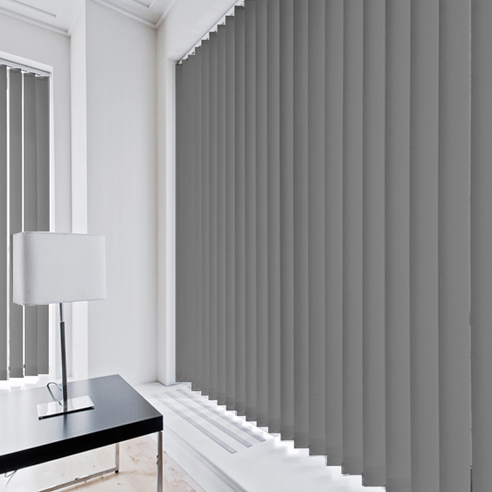 Caecus Blackout Long Drop Plain Vertical Blind Complete Grey 240 x 240cm Image 1