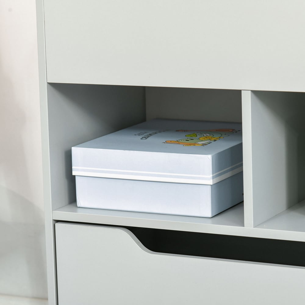 Playful Haven Grey Kids Bookshelf with Drawer Image 3