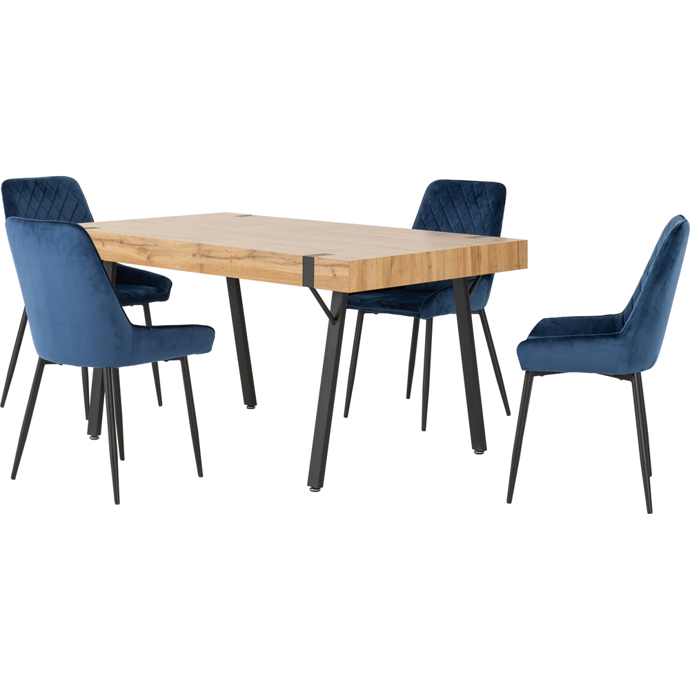 Seconique Treviso 4 Seater Dining Set Light Oak and Sapphire Blue Image 2