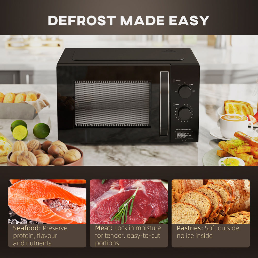 HOMCOM 800-227V70BK Black Solo Manual Microwave Oven 23L Image 5