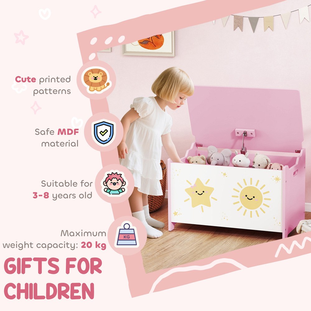 AIYAPLAY Pink Toy Box with Lid Image 7