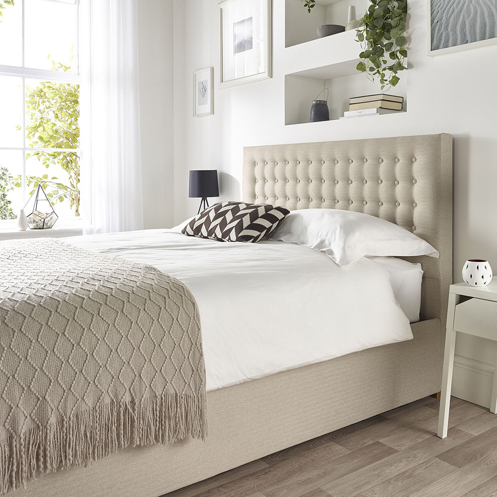 Catherine Lansfield Opulence Small Double Natural Twill Ottoman Bed Image 5